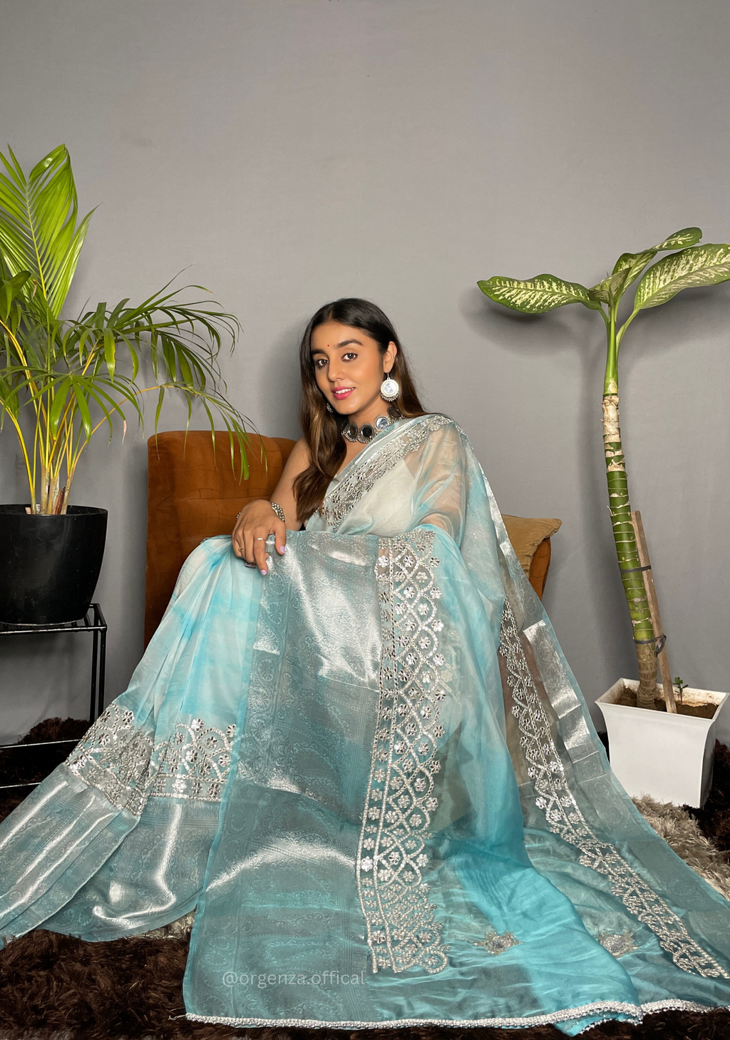 Organza Silk Saree With Weaving Border