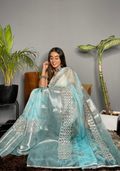 Organza Silk Saree With Weaving Border