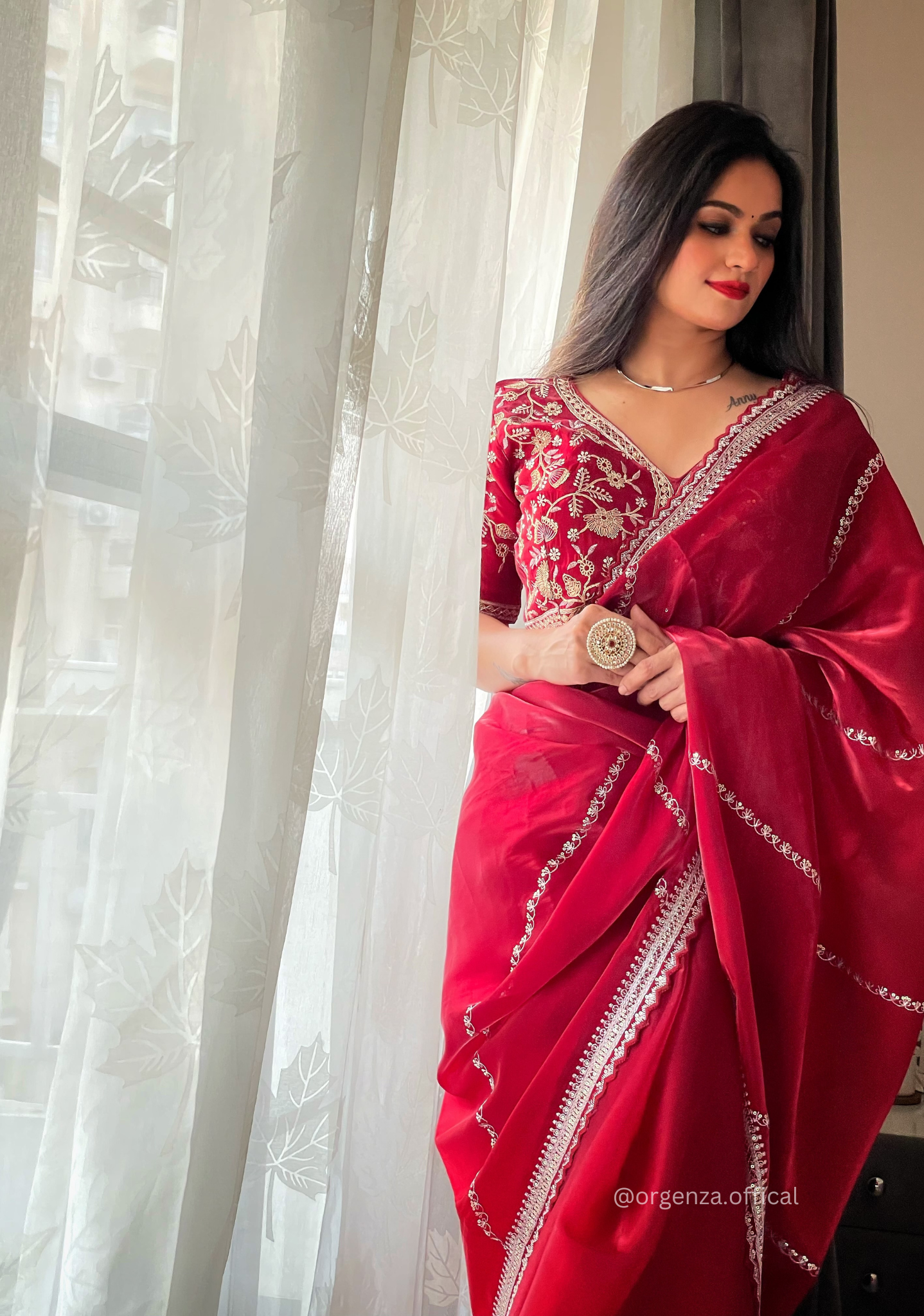 Soft jimmy Choo Silk Saree With Readymade Blouse