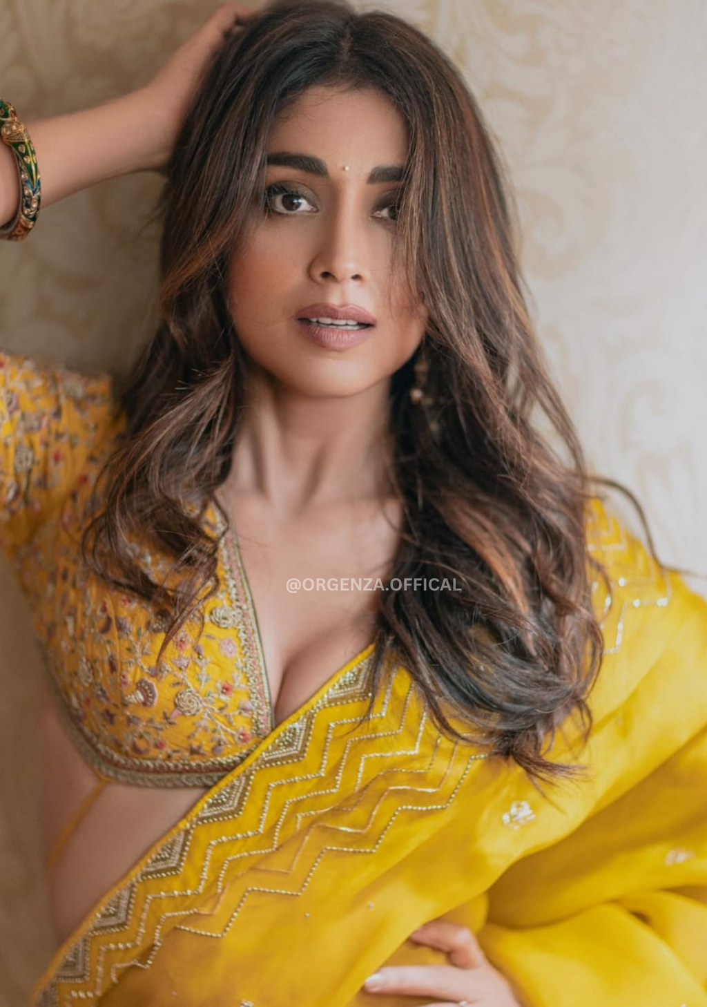 Pure Yellow Organza Saree With Embroidery Work