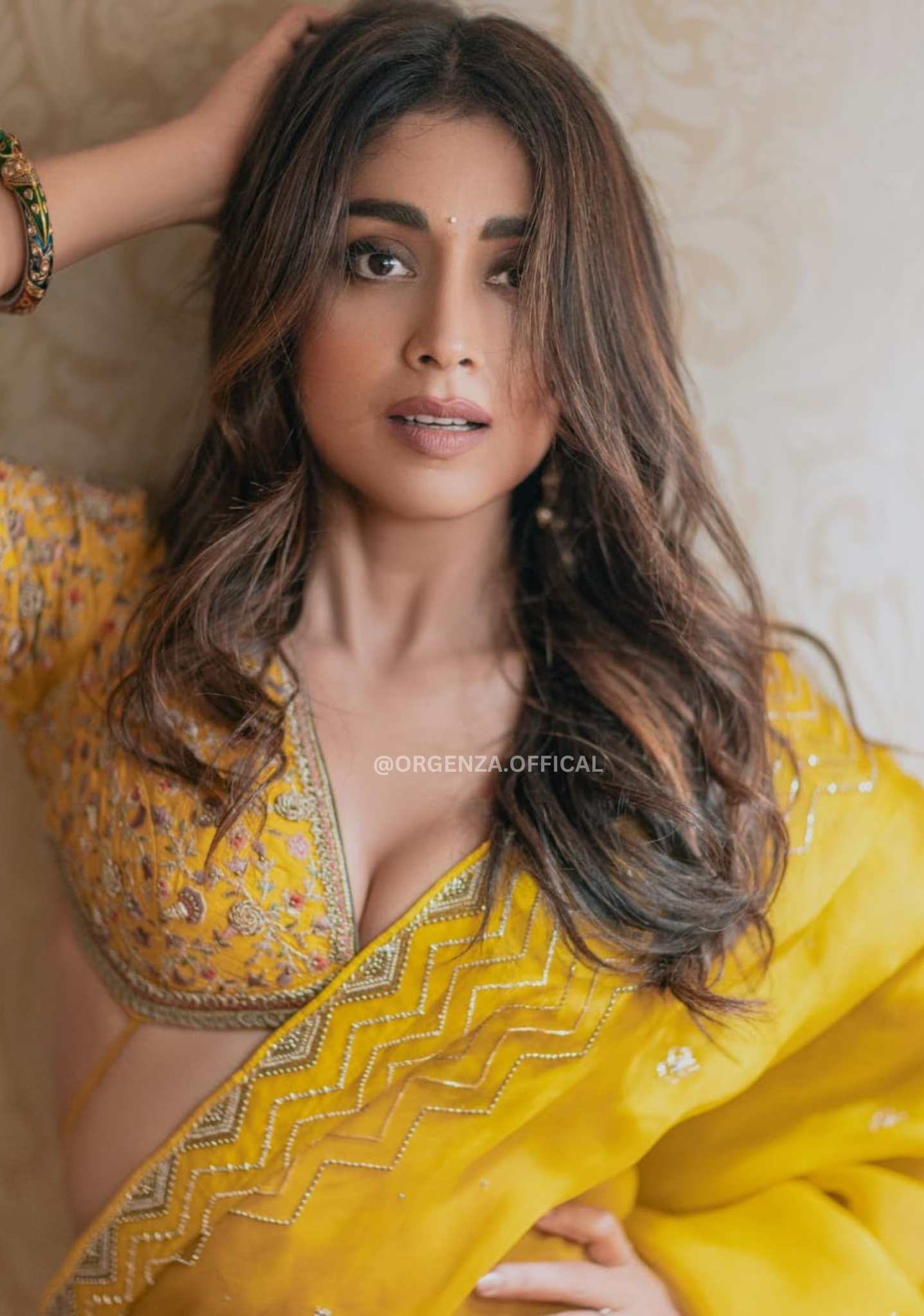 Pure Yellow Organza Saree With Embroidery Work