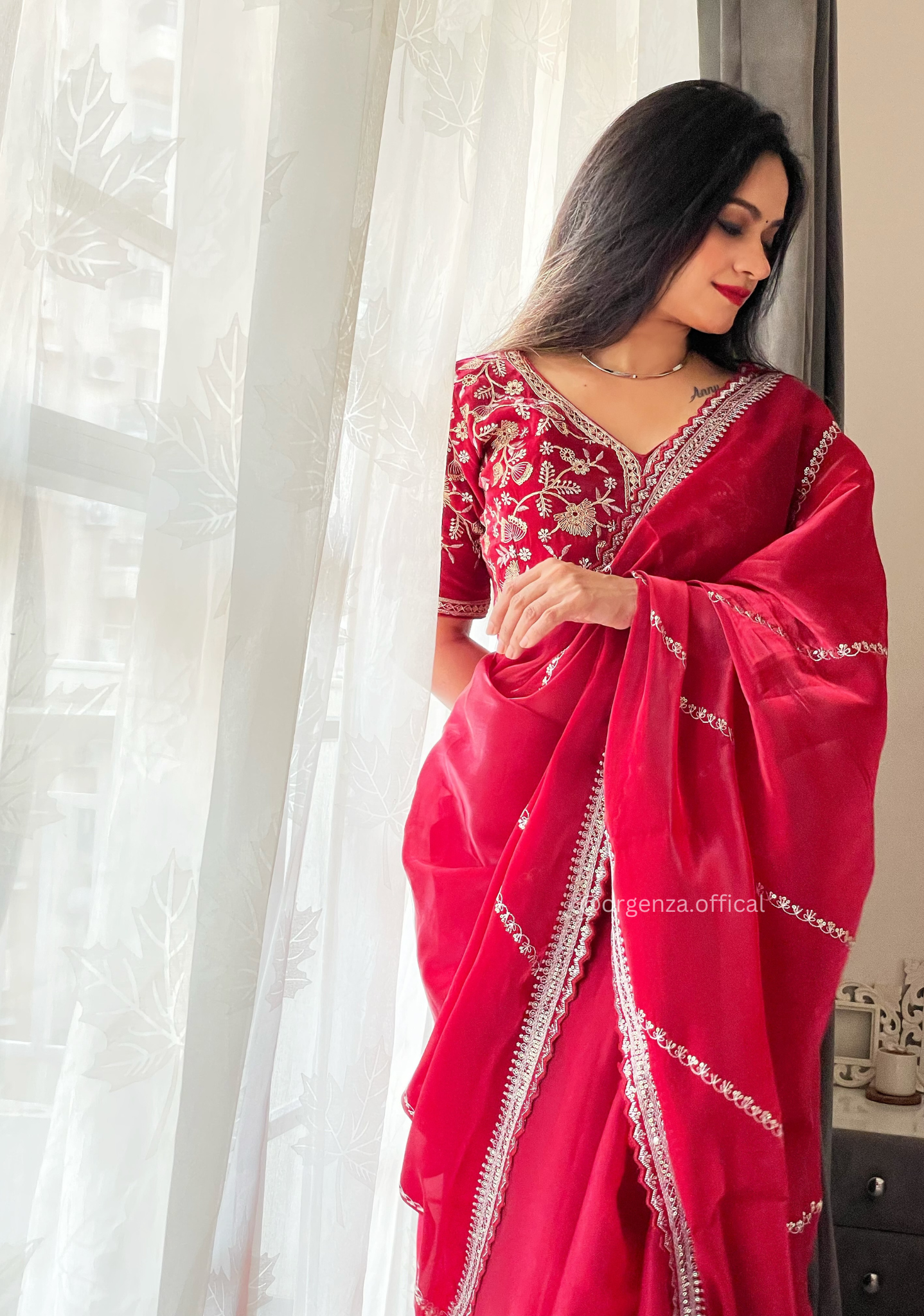 Soft jimmy Choo Silk Saree With Readymade Blouse