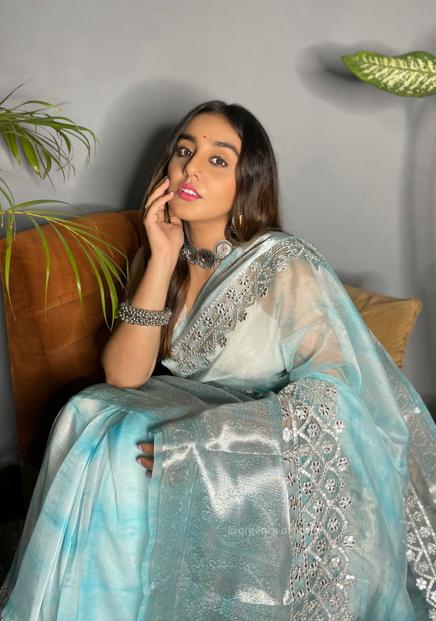 Organza Silk Saree With Weaving Border