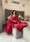 Soft jimmy Choo Silk Saree With Readymade Blouse